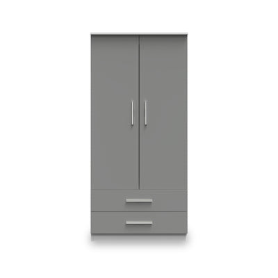 Blakely Grey and White 2 Door 2 Drawer Wardrobe