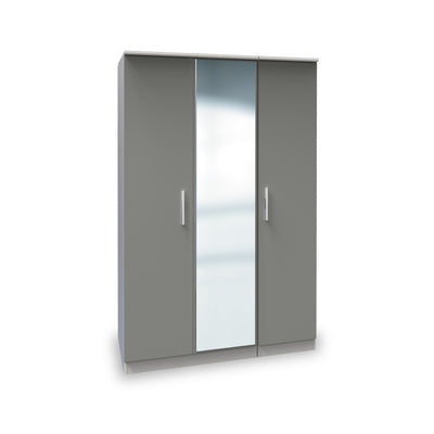 Blakely Grey and White Triple Mirror Wardrobe