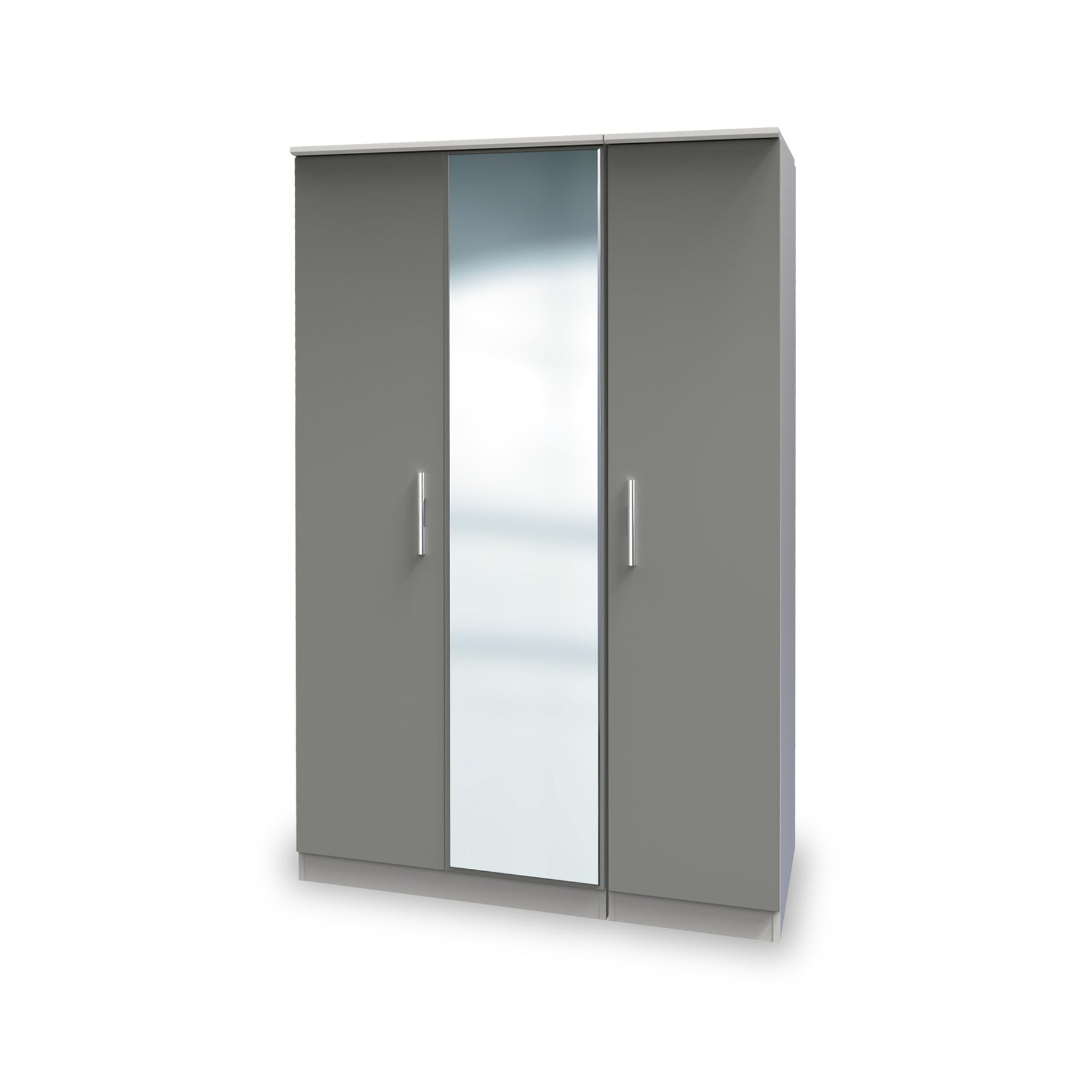 Blakely Grey and White Triple Mirror Wardrobe
