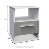 Blakely Grey and White 1 Drawer Lamp Bedside Table from Roseland Furniture