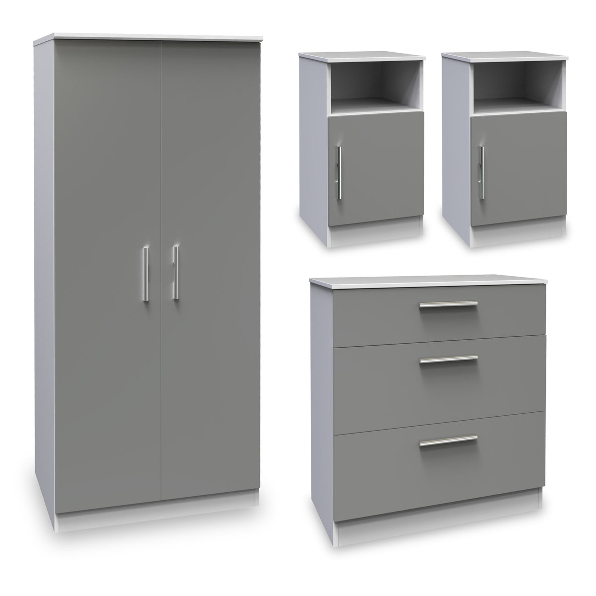 Blakely Grey and White 4 Piece Bedroom Set from Roseland