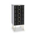 Harlow Black & White 5 Drawer Tallboy with Gold Hairpin Legs from Roseland
