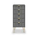 Harlow Grey 5 Drawer Tallboy with Gold Hairpin Legs
