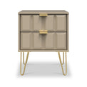 Harlow Taupe 2 Drawer Bedside with Gold Hairpin Legs
