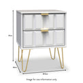 Harlow White 2 Drawer Bedside with Gold Hairpin Legs dimensions