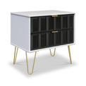 Harlow Black & White 2 Drawer Utility Chest with Gold Hairpin Legs from Roseland