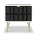 Harlow Black & White 2 Drawer Utility Chest with Gold Hairpin Legs