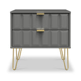 Harlow Grey 2 Drawer Utility Chest with Gold Hairpin Legs