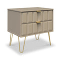 Harlow Taupe 2 Drawer Utility Chest with Gold Hairpin Legs from Roseland