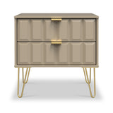 Harlow Taupe 2 Drawer Utility Chest with Gold Hairpin Legs