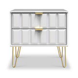 Harlow White 2 Drawer Utility Chest with Gold Hairpin Legs
