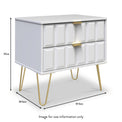 Harlow White Wireless Charging Bedside with Gold Hairpin Legs dimensions