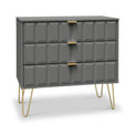Harlow Grey 3 Drawer Chest with Gold Hairpin Legs from Roseland