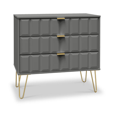 Harlow 3 Drawer Chest with Gold Hairpin Legs