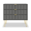 Harlow Grey 3 Drawer Chest with Gold Hairpin Legs