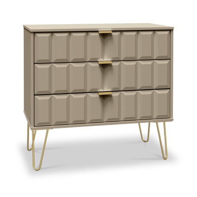 Harlow 3 Drawer Chest with Gold Hairpin Legs