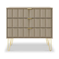 Harlow Taupe 3 Drawer Chest with Gold Hairpin Legs