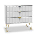 Harlow White 3 Drawer Chest with Gold Hairpin Legs from Roseland