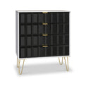 Harlow Black & White 4 Drawer Chest with Gold Hairpin Legs from Roseland