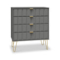 Harlow Grey 4 Drawer Chest with Gold Hairpin Legs from Roseland