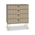 Harlow Taupe 4 Drawer Chest with Gold Hairpin Legs from Roseland