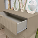 Harlow Taupe 4 Drawer Chest with Gold Hairpin Legs drawer close up