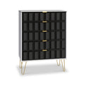 Harlow Black & White 5 Drawer Chest with Gold Hairpin Legs from Roseland