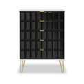 Harlow Black & White 5 Drawer Chest with Gold Hairpin Legs