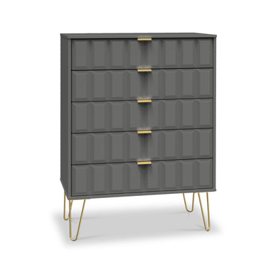 Harlow 5 Drawer Chest with Gold Hairpin Legs