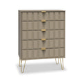 Harlow Taupe 5 Drawer Chest with Gold Hairpin Legs from Roseland