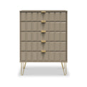 Harlow Taupe 5 Drawer Chest with Gold Hairpin Legs