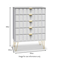 Harlow White 5 Drawer Chest with Gold Hairpin Legs dimensions