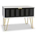 Harlow Black & White 1 Drawer Side Table with Gold Hairpin Legs from Roseland