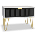 Harlow Black & White 1 Drawer Side Table with Gold Hairpin Legs from Roseland