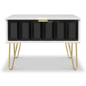 Harlow Black & White 1 Drawer Side Table with Gold Hairpin Legs