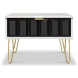 Harlow Black & White 1 Drawer Side Table with Gold Hairpin Legs