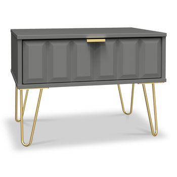 Harlow 1 Drawer Side Table with Gold Hairpin Legs