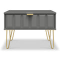 Harlow Grey Drawer Side Table with Gold Hairpin Legs