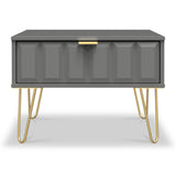 Harlow Grey Drawer Side Table with Gold Hairpin Legs