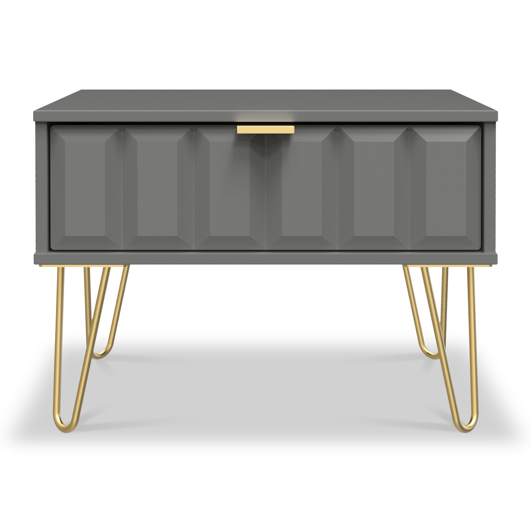 Harlow Grey Drawer Side Table with Gold Hairpin Legs