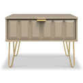 Harlow Taupe Drawer Side Table with Gold Hairpin Legs