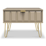 Harlow Taupe Drawer Side Table with Gold Hairpin Legs