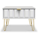 Harlow White Drawer Side Table with Gold Hairpin Legs