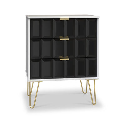 Harlow 3 Drawer Midi Sideboard with Gold Hairpin Legs