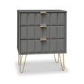 Harlow Grey 3 Drawer Midi Sideboard with Gold Hairpin Legs from Roseland