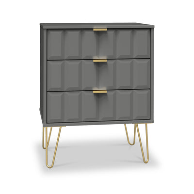 Harlow 3 Drawer Midi Sideboard with Gold Hairpin Legs