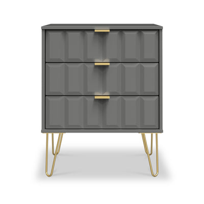 Harlow 3 Drawer Midi Sideboard with Gold Hairpin Legs