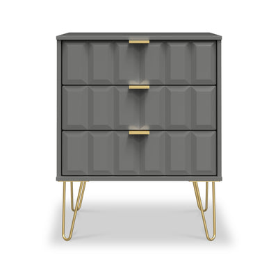 Harlow 3 Drawer Midi Sideboard with Gold Hairpin Legs