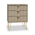 Harlow Taupe 3 Drawer Midi Sideboard with Gold Hairpin Legs