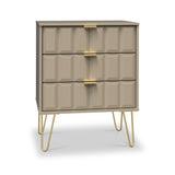 Harlow Taupe 3 Drawer Midi Sideboard with Gold Hairpin Legs